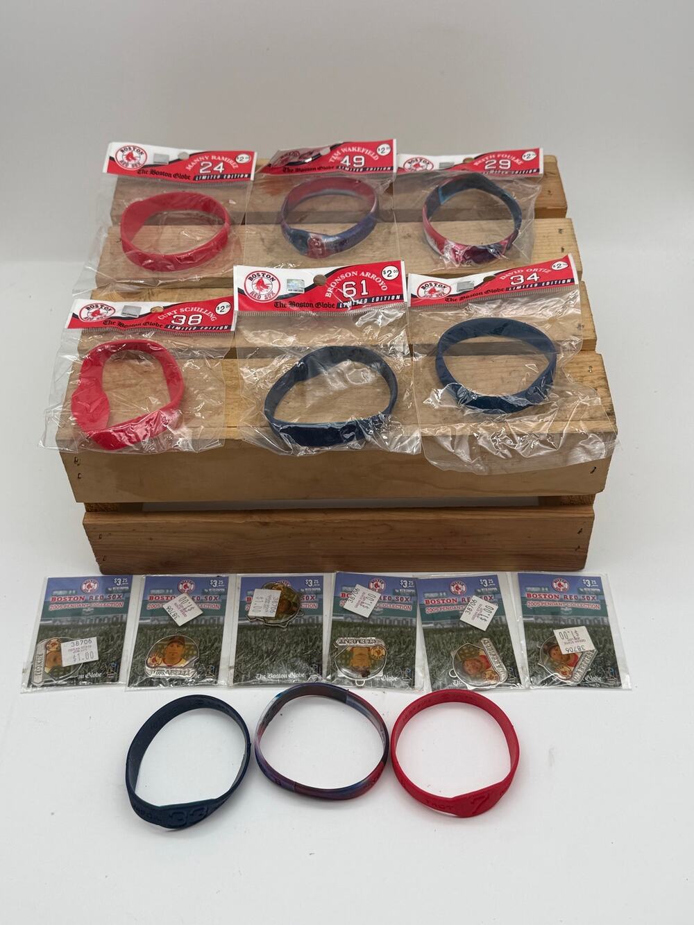 Boston Red Sox Vintage Memorabilia Lot-Limited Edition Wristbands &2005 Pendants